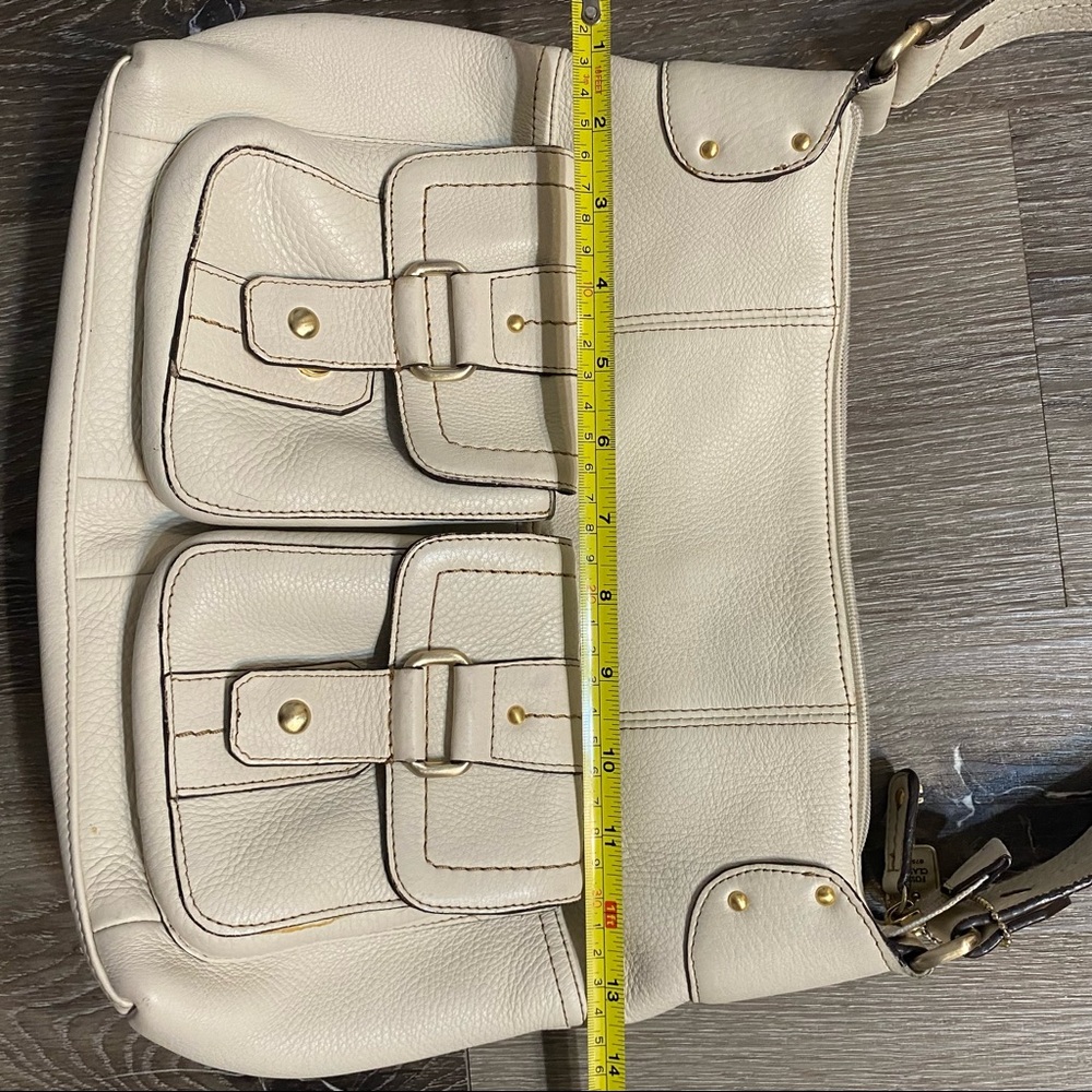 Vintage Fossil Genuine Leather Handcrafted Women's Handbag Purse 75082 - Beige - Picture 10 of 11